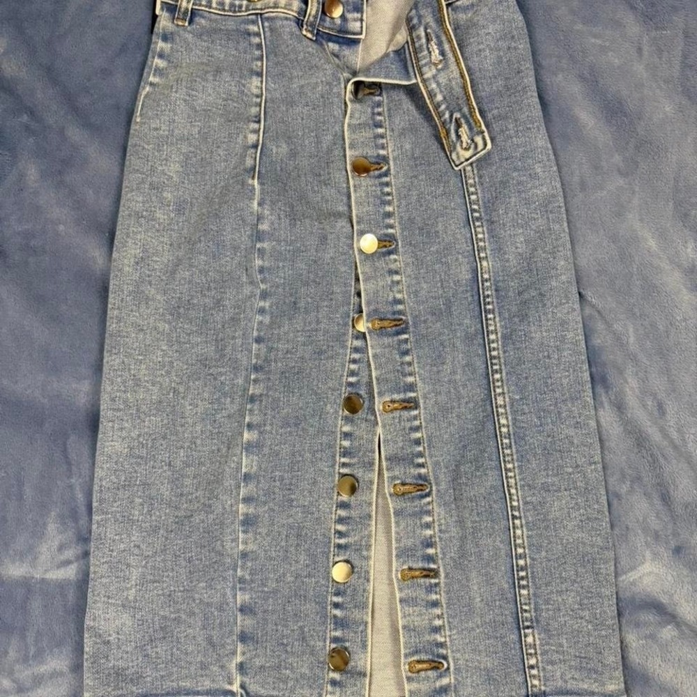 Fashion Nova blue‎ denim midi skirt women Size S